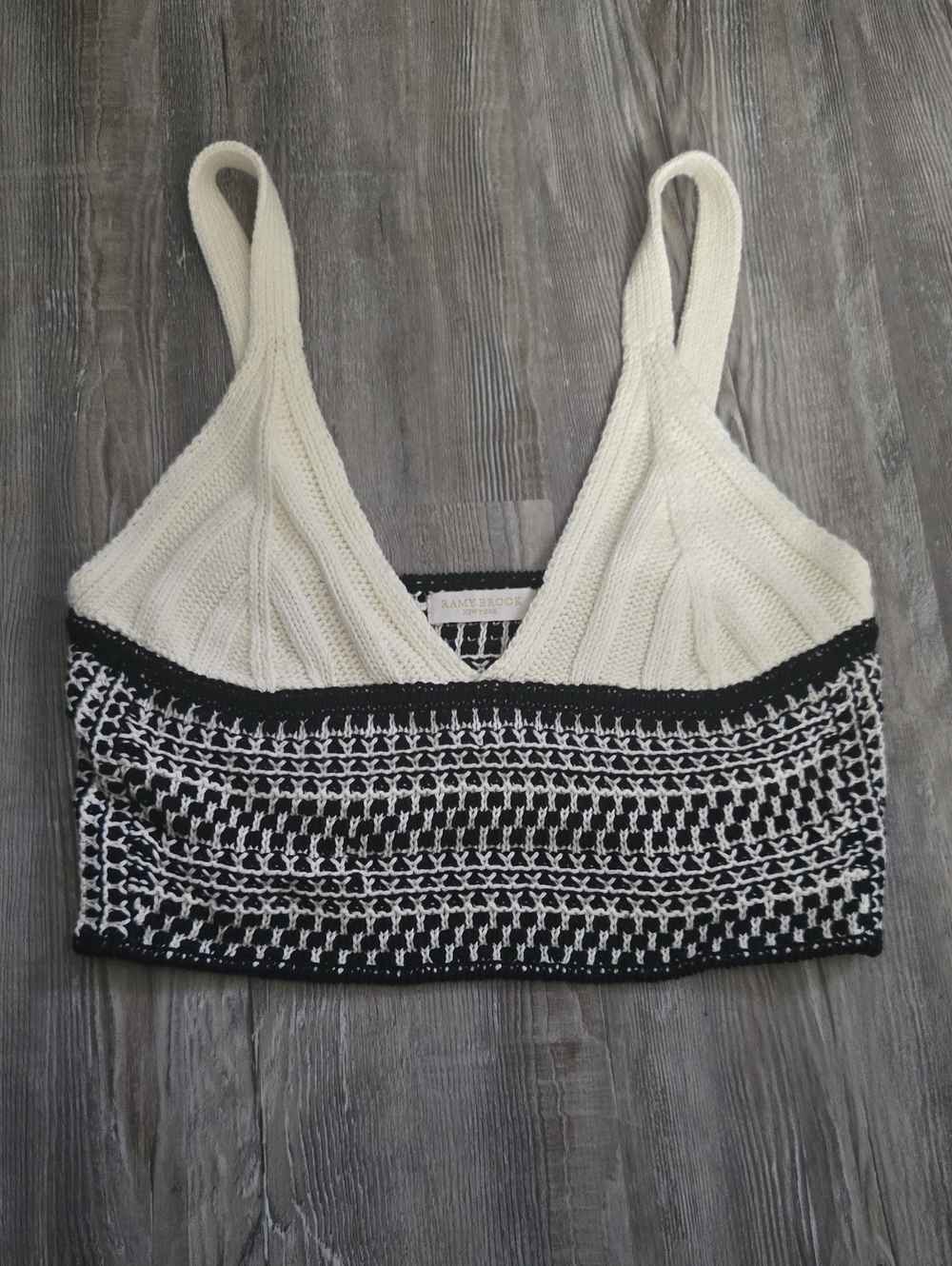 Ramy Brook Black & Cream Knit Crop Bralette